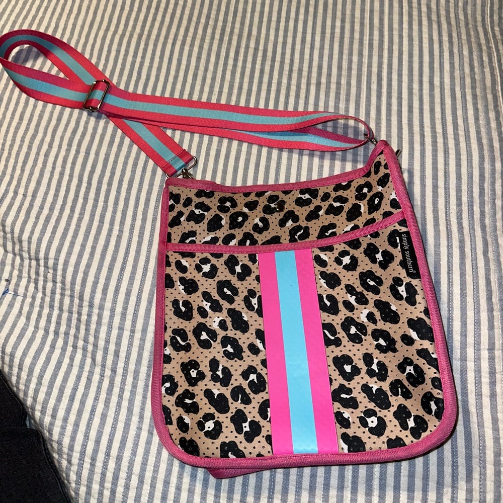 Simply Southern Black Brown Leopard Print Neoprene crossbody bag